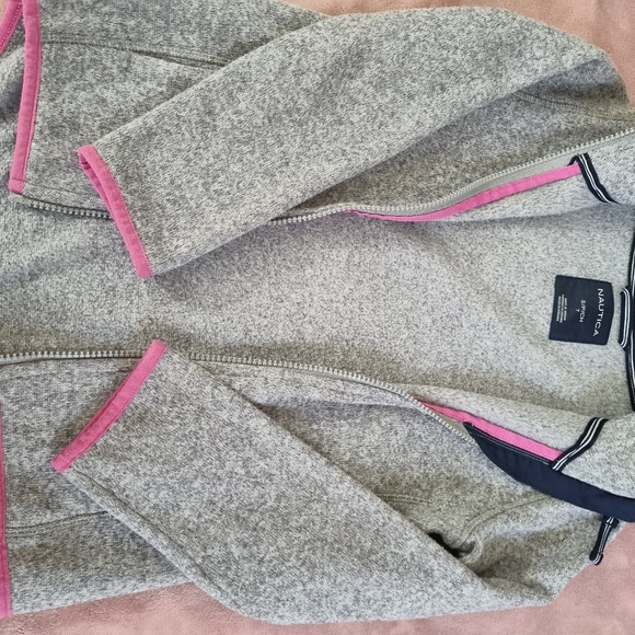 [BUNDLE!] Nautica Girls Grey/ Pink Fall Zip Fleece Sweater Size 7 - Picture 5 of 16